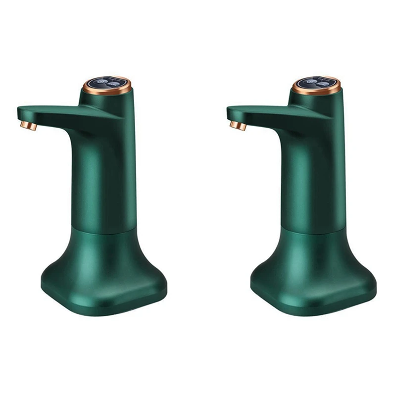 2X Electric Water Bottle Pump With Base USB Water Dispenser Portable Automatic Water Pump Bucket Bottle Dispenser Green