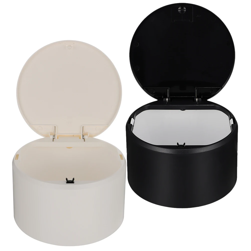 

2Pcs Mini Trash Can Garbage Desktop Small Trashcan Lid Automatic Kitchen Bedroom Bathroom Stylish Clean