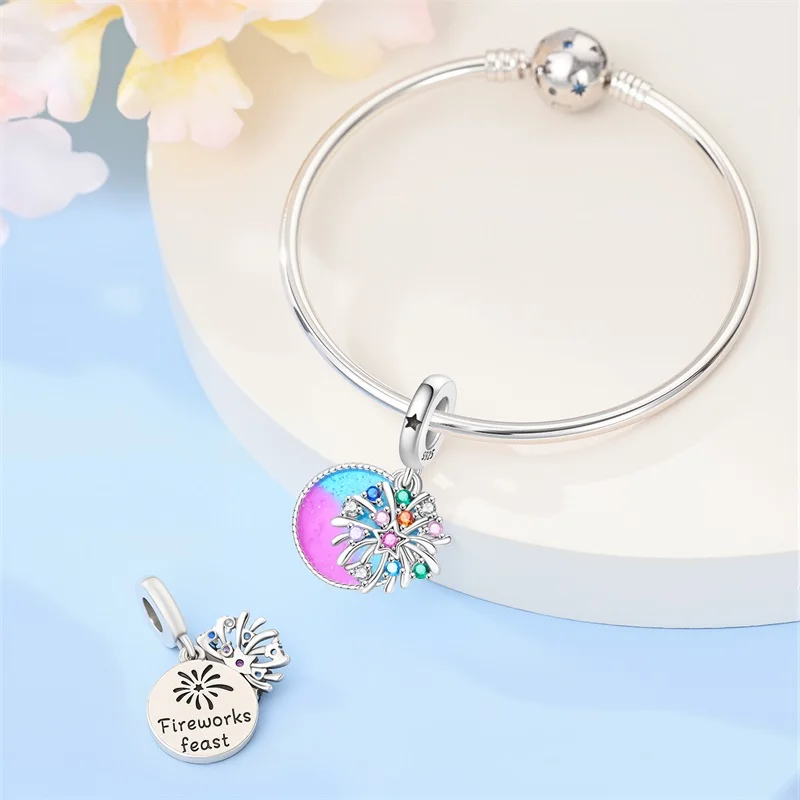 New 925 Sterling Silver Feast Zircon Charms Pendant Fit 3mm Original Bracelet DIY Women Exquisite Dinner Party Jewelry Gifts