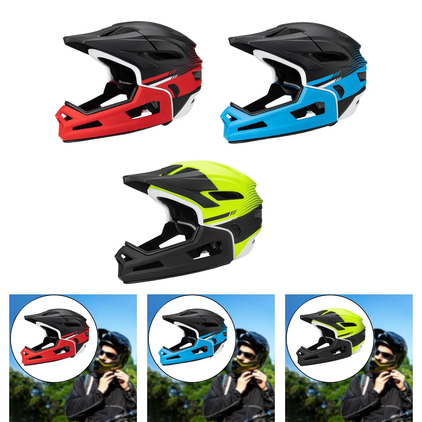 

Full Face Mountain Bike Helmet Breathable Adjustable for Men Women for Commuting Outdoor Sports Biking Skating Skateboard