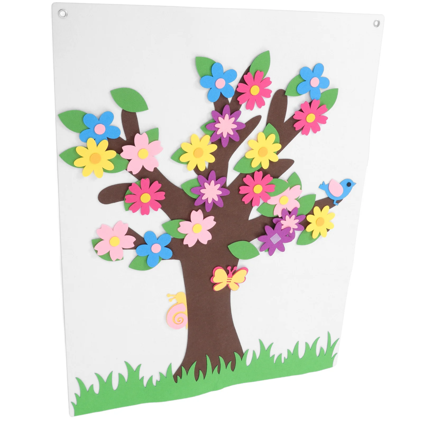 1Set Children's DIY Felt Story Board Flower Tree Educational Activity Set for Kids Tactile Play Screen- Creative