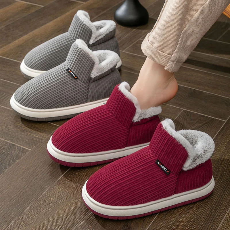 

Women's Non-Slip Soft-Soled Winter Cotton Slippers Velour-Lined Thickened Warmth Wrapped Heel with Thick Sole Home Cotton Slippe
