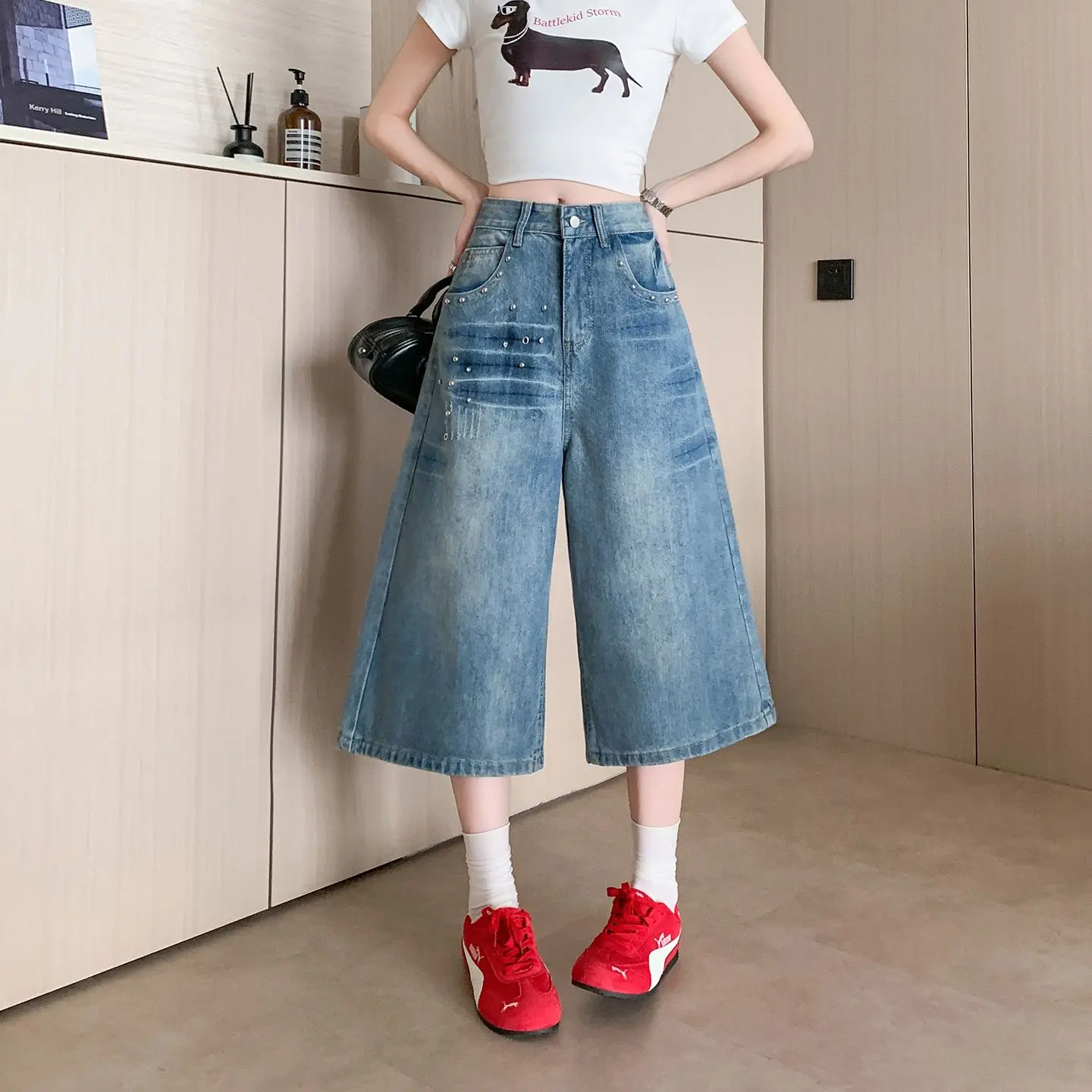 Korean Casual Women Loose Fit Retro Vintage High Quality Summer Short Pants Y2K Streetwear Casual