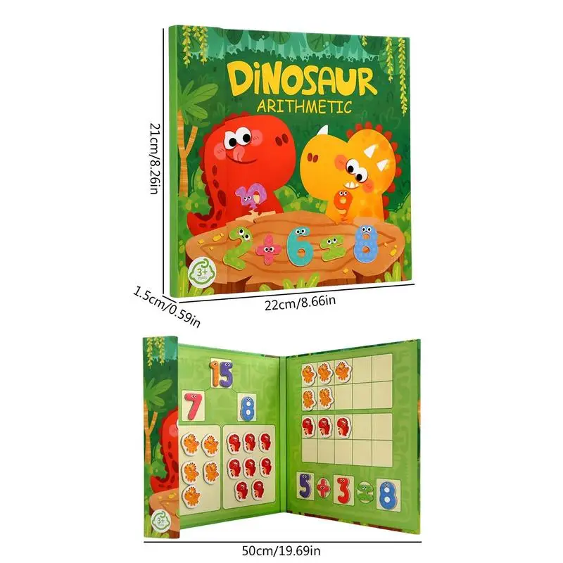 Magnetic Dinosaur Ten Frame Arithmetic Book Early Educational Preschool Manipulative Addition Subtraction Math Toys For Kids