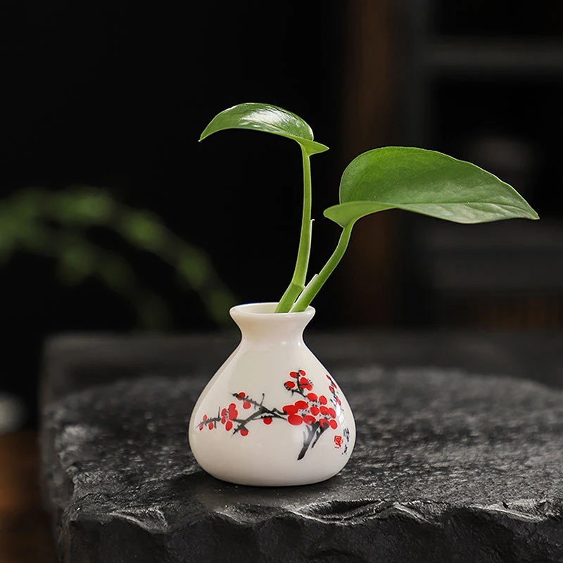 Retro Weiße Mini-Keramikvase im Chinesischen Stil, Heimdekoration, Trockeneis-Kanne, Ornament, DIY-Blumenhandwerk, Geschenk, Nischen-Miniaturen