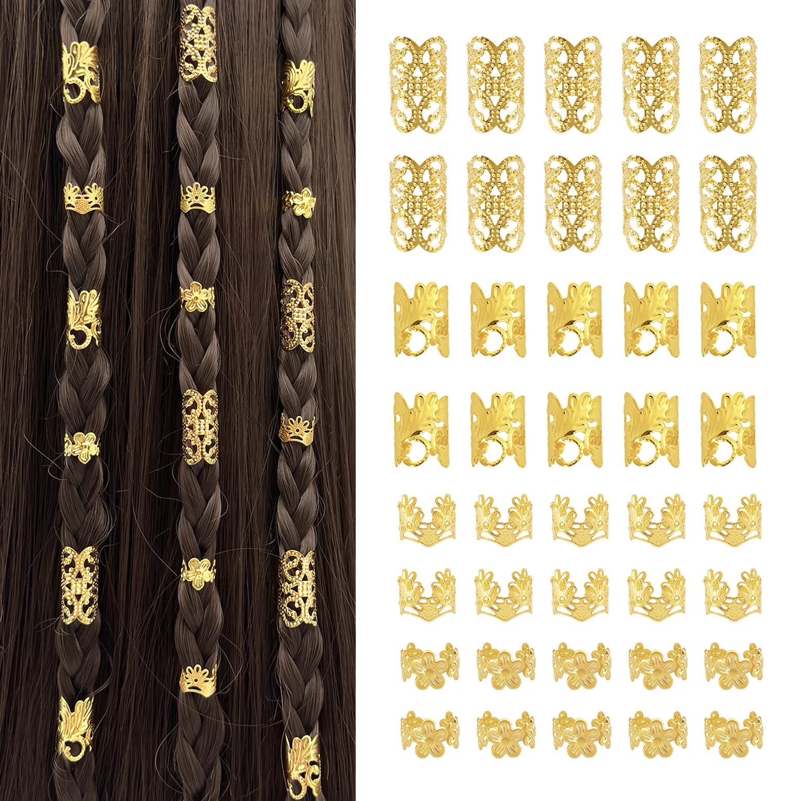 

40 Piece Combo Amazon New Style Thread Dreadlock Hair Ring DIY Braid Hair Art Handmade Decoration Set