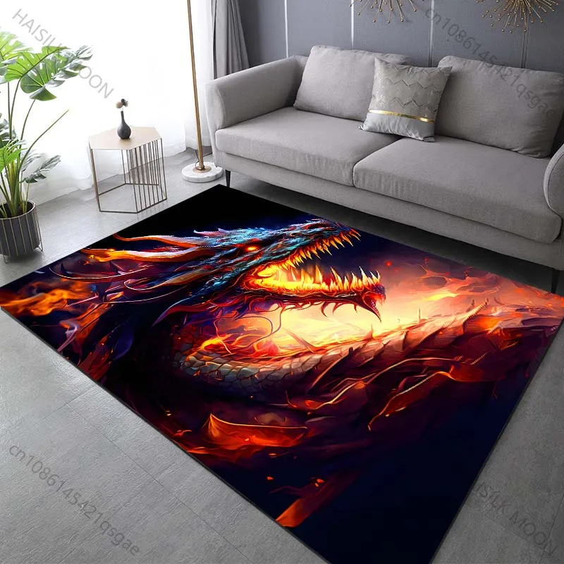Multiple sizes Burning fire dragon Carpet for Living Room Bedroom Sofa Home Decor Rug Non-slip Floor Mat Luxury Gift