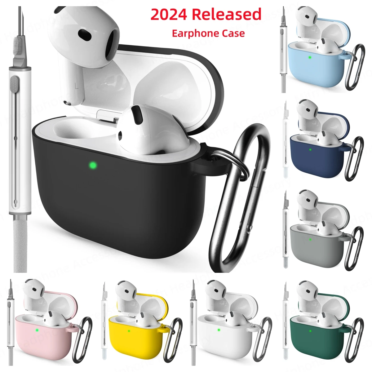 Casing earphone airpods apple, penutup pelindung silikon generasi ke-4 untuk Apple Airpods 4 baru 2024