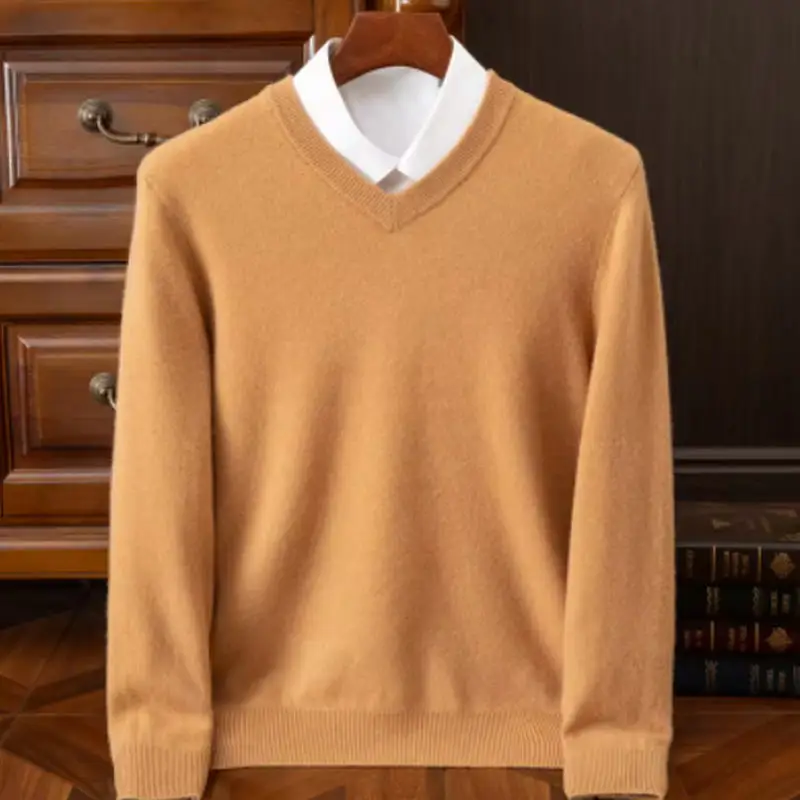 yellow V-neck