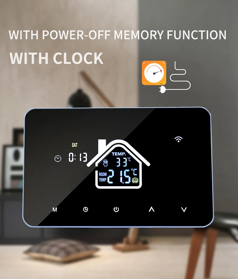 Aubess สมาร์ท WiFi Thermostat 4.3นิ้วหน้าจอสีทำความร้อนความร้อนน้ำ/หม้อไอน้ำอุณหภูมิ Controller สำหรับ Tuya Alexa