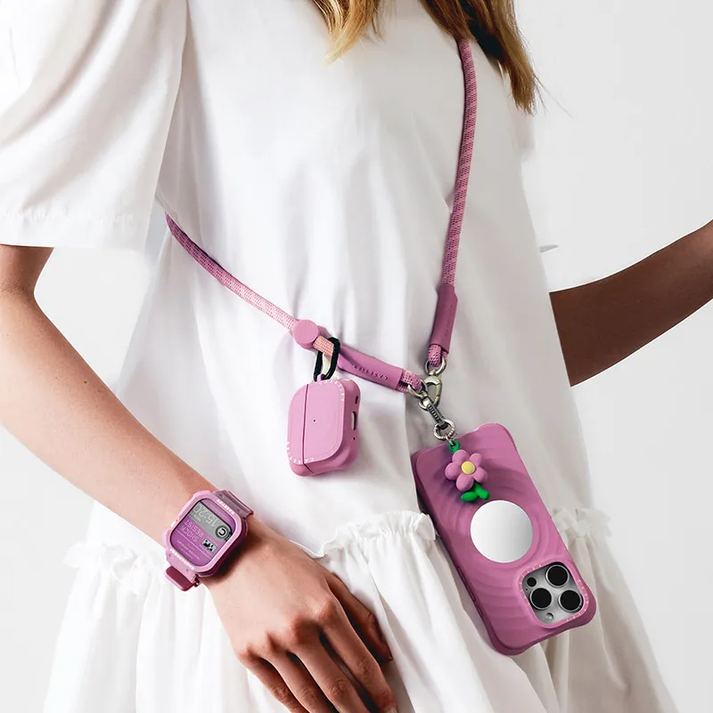 CASETiFY Woven Cord Phone Strap Set Cool Gray / Soft Mist Purple Compatible with all iPhone models Phone accessory lanyard strap view 2