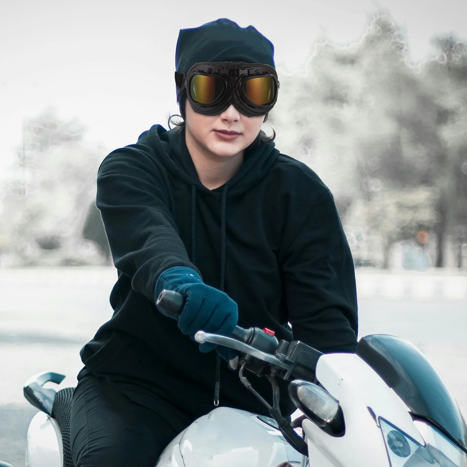 

Motorcycle Goggles Vintage PC Material Riding Glasses for Men Women Dirt Bike Sunglasses Windproof Retro Style Protection