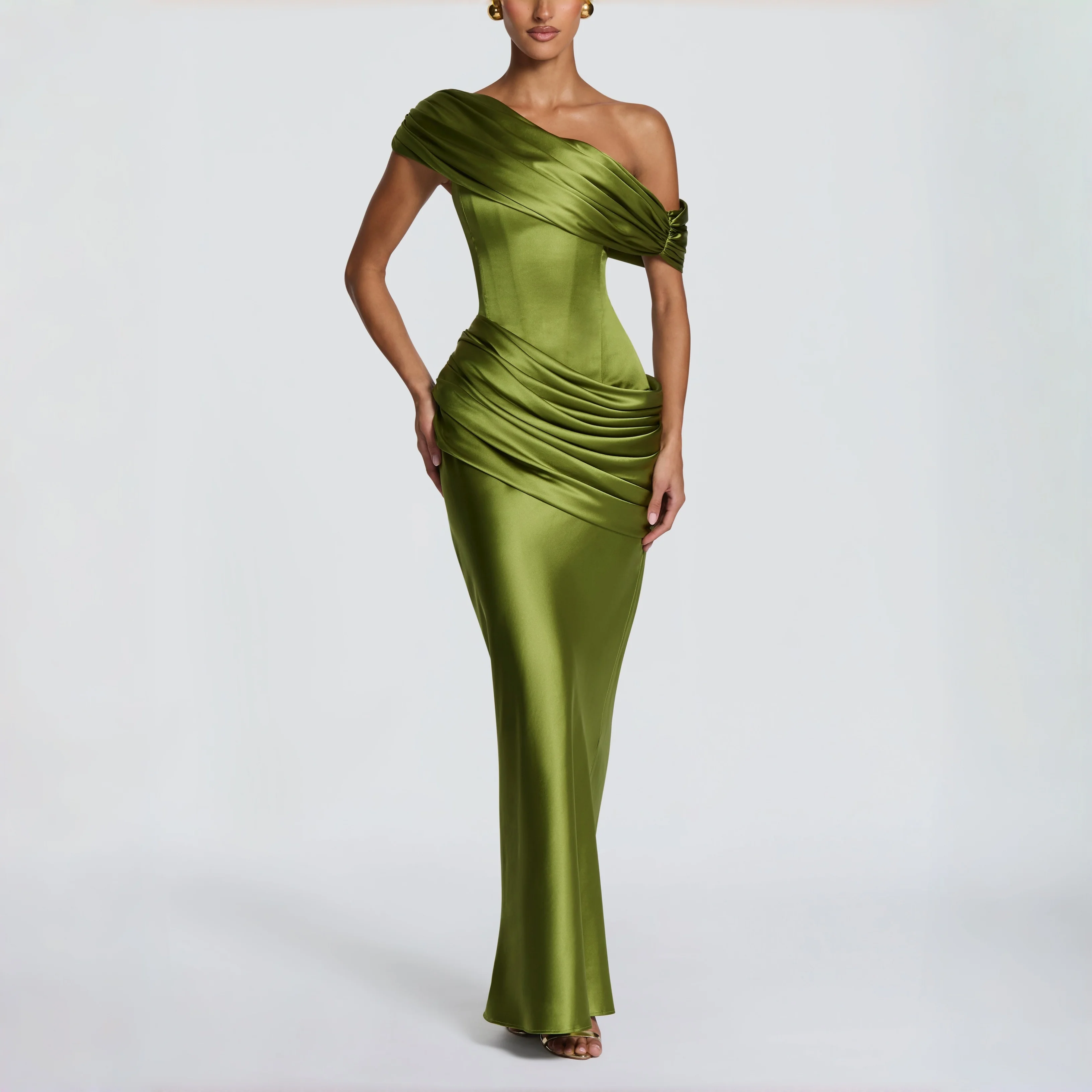 Detachable Off Shoulder Satin  - Women'S Formal Wear For Wedding Guest ulasan dan harga