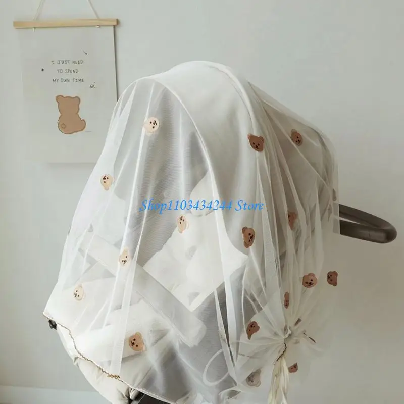 

G2TC Breathable Mosquito Net Baby Pushchair Mesh Cover Embroidery Tulle Netting