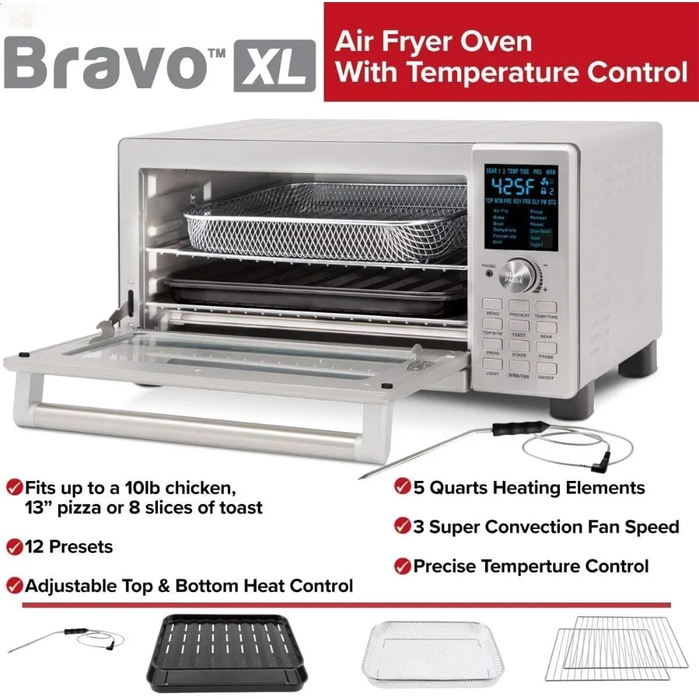 Air Fryers,Toaster Smart Oven, 12-in-1 Countertop Convection, 30-QT 50°-500°F Controls, Heater Adjustments, Air Fryers