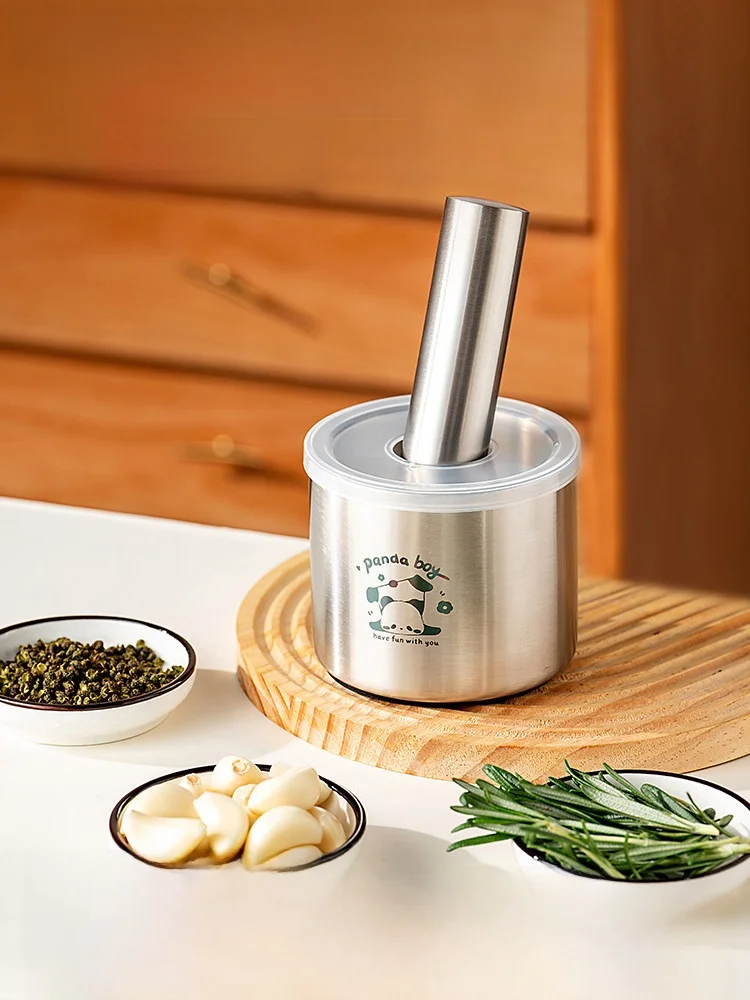 Prensa de Ajo Manual de Acero Inoxidable 304, Utensilio de Cocina para Moler Hierbas Medicinales y Pelar Ajos, Fácil de Limpiar, para Uso Doméstico