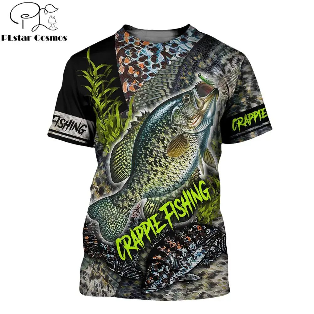 

Summer Fashion Men animal t-shirt Crappie Fishing and Deer Hunter 3D Printed Harajuku Short sleeve T shirts Unisex Casual tops