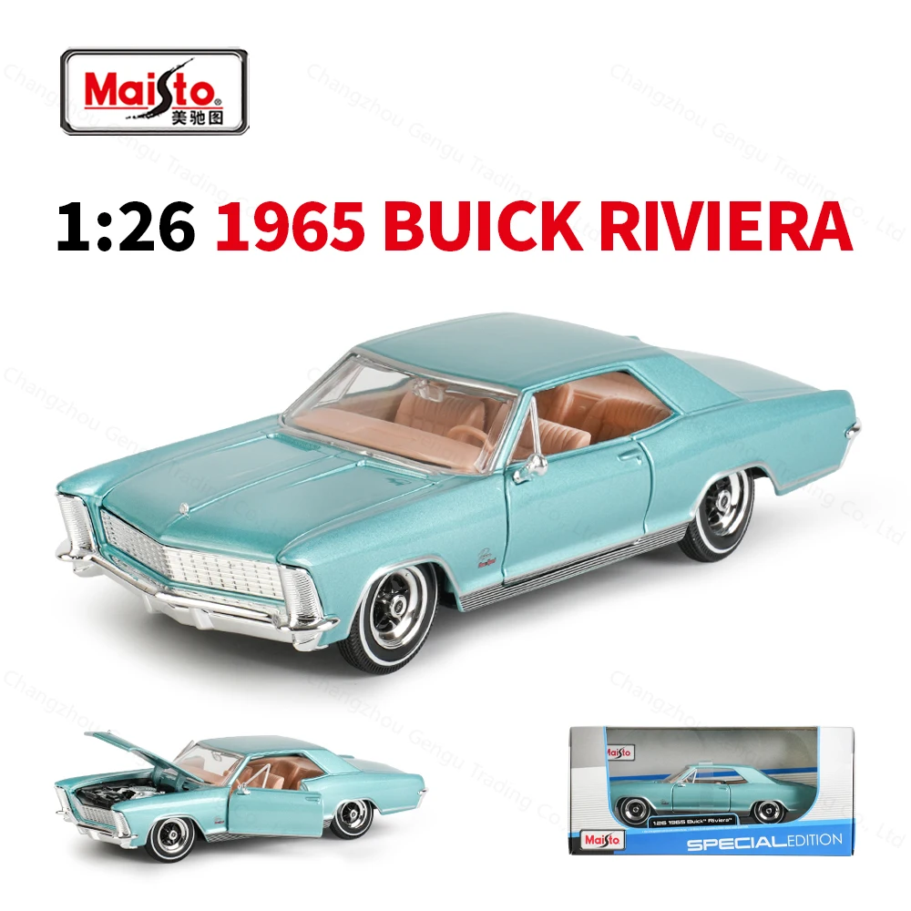 Maisto 1:24 1965 Buick Riviera Gran Sport Veículos estáticos fundidos modelo colecionável brinquedos de carro