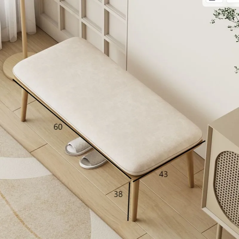 Nordic style solid wood bench rubber wood frame high comfort shoe changing stool soft bag dining chairs view 4