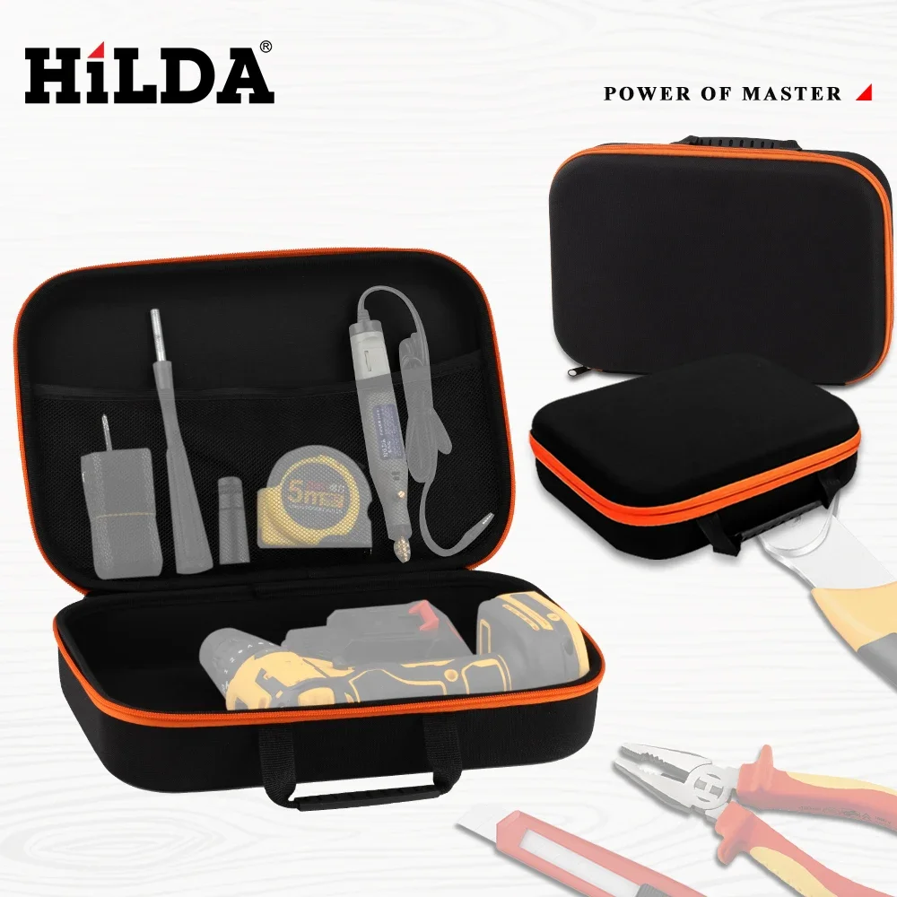 HILDA Large Capacity Tools Bag Tools Waterproof Tool Bags Electrician Hardware Tools Bag Black and Orange Multifunctional Toolki