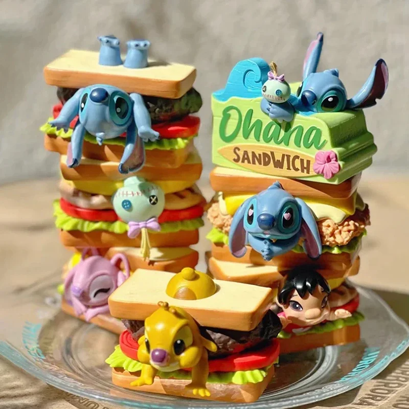 Disney Lilo & Stitch Sandwich Stacking Blind Box Toys Anime Figure Mystery Box Tabletop Ornaments Collection Girl Surprise Gifts