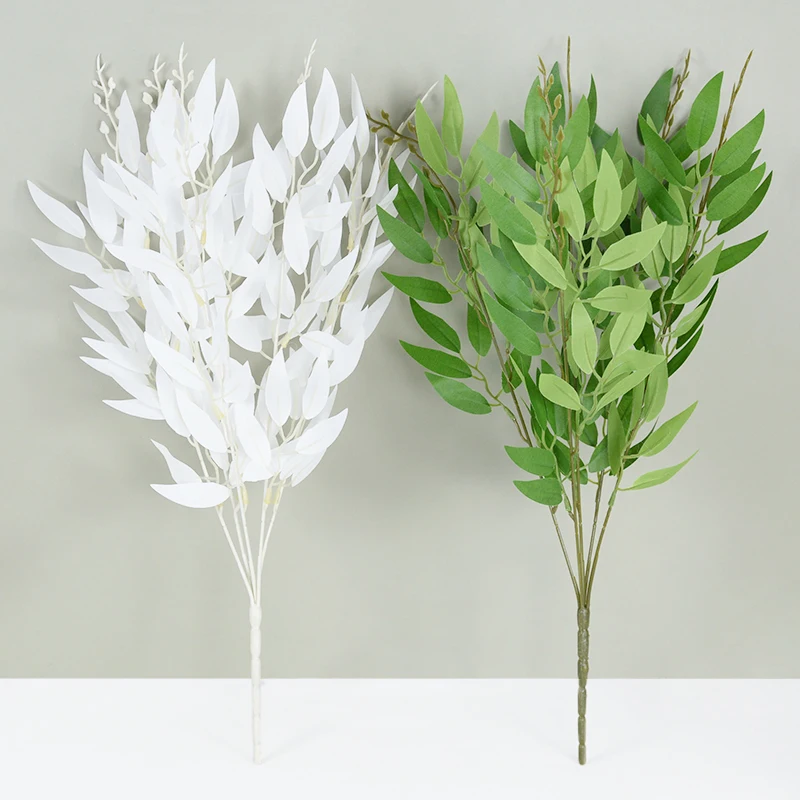 Artificial Willow Bouquet Silk Fake Leaves Faux Foliage Jungle Wedding Backdrop Decor Faux Foliage Vine Party Home Decor Plant