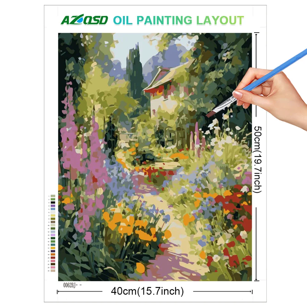 AZQSD Diy Painting by Numbers Flower Field Oil Painting on Canvas Floral Landscape Handpainted Unique Wall Decoration