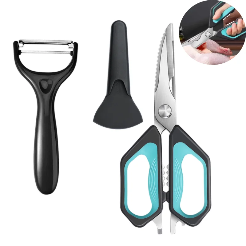 Kitchen Scissors Shears Household Multi-Purpose Chicken Killing Fish Scissors Sharp Food Grade Barbecue Scissors Kitchen Tools