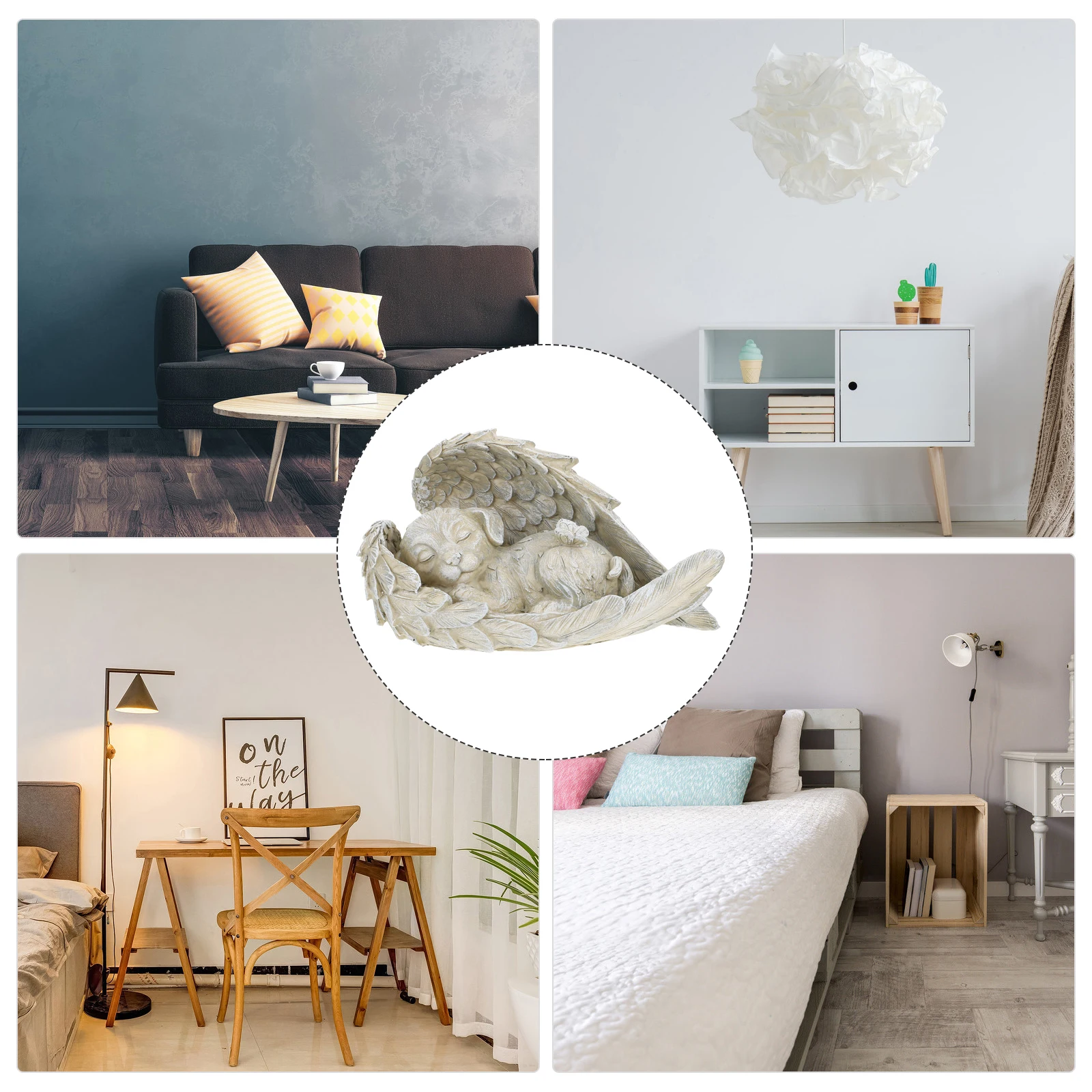 

Angel Dog Figurine Realistic Resin Statue Outdoor Indoor Decoration Gift Pet Tombstone Garden nament Mini Model