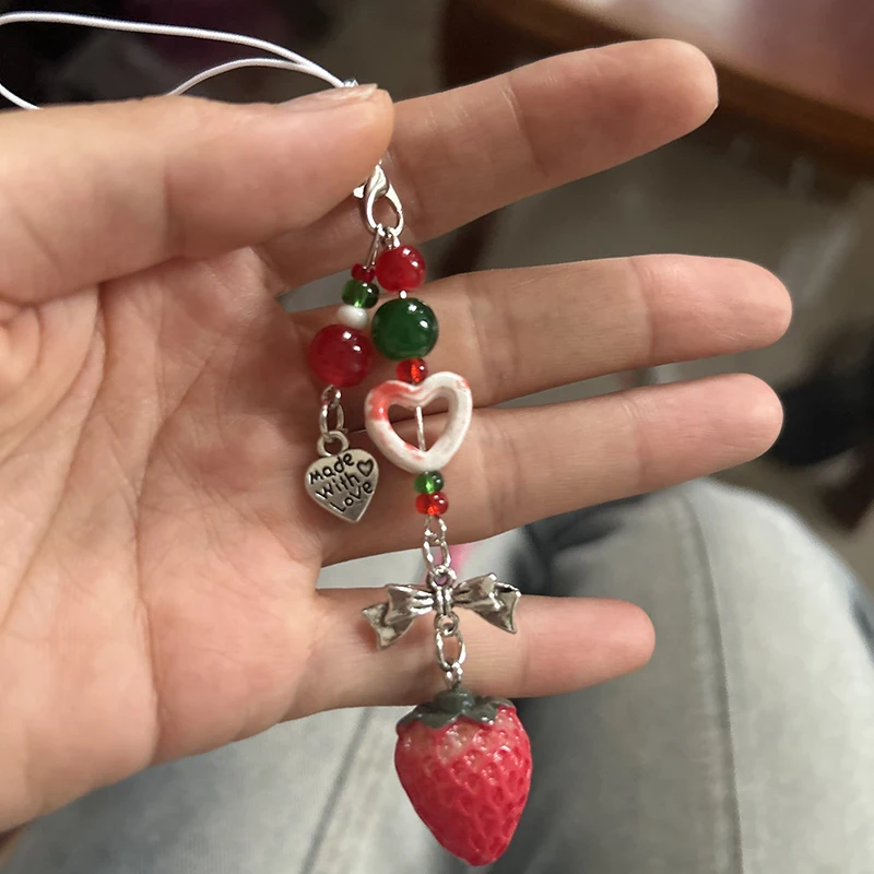 Y2K Phone Charm Bow Heart Star Keychain Pendant Kawaii Key Chain Bag Phone Chain Cute Accessory For Girls Women Jewelry