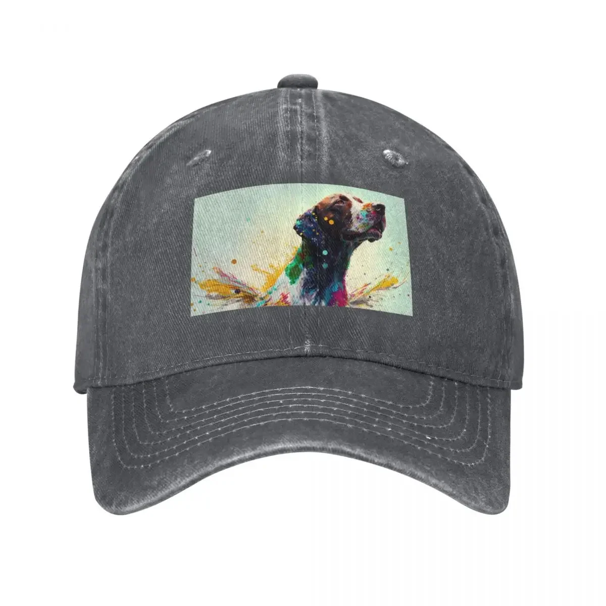 German Pointer Dog Synesthetic Splash Painting Baseball Cap hats for men Golf fishing hat Rugby For Men Women's