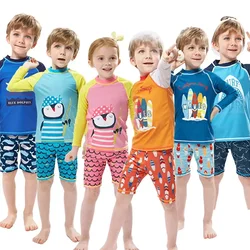 Baby Toddler Boys Swimsuit One Piece Zipper Cartoon Penguin Print Bodysuit Sunsuit Swimwear Bathing Suit Kids Swimwear for Girls