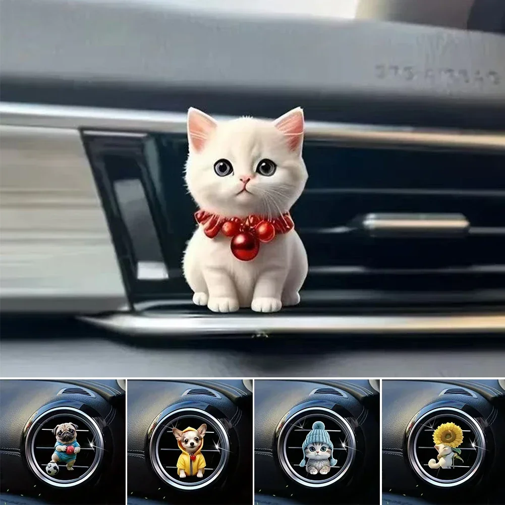 Difusor de Aroma para Ventilación de Aire, Clips de Perfume con Aroma Duradero, Difusor de Aromaterapia con Diseño de Gato y Perro de Dibujos Animados, Ambientador para Auto
