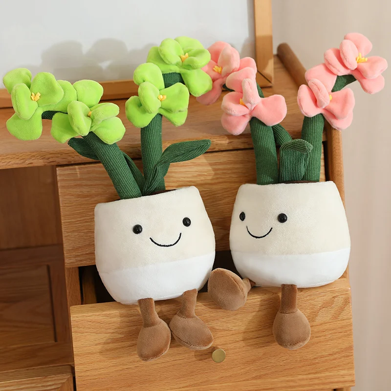 Plantes succulentes orchidées réalistes 35cm, jouets en peluche doux, décoration de maison, poupée créative, fleurs en pot, oreiller pour cadeau d'anniversaire