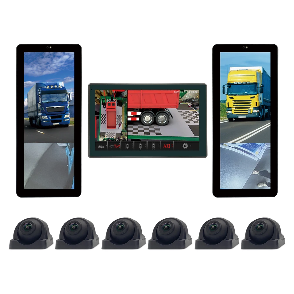 12.3 inch 1080P Electronic digital output input 3 screens all-in-one  Rear View Backup Camera Car Bus Truck Side Mirror