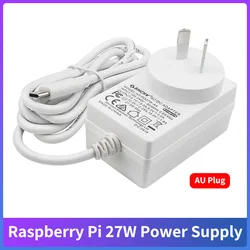 USB-C 전원 공급 장치, AU 플러그 전원 어댑터, 라즈베리 파이 5 용 1.2M 케이블, 5.1V 5A PD 충전, 27W