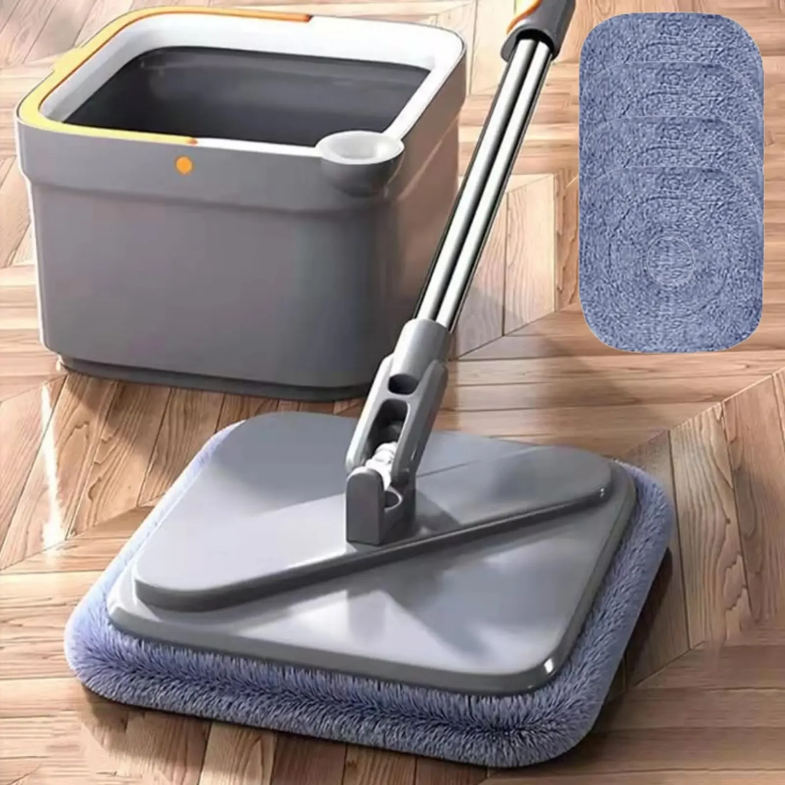 Spin Mop Bucket Set with 4 Replaceable Mop Pads, Self Separation, Dirty Clean Water, Self Wringing, 360 ° Rotating Mop-Head