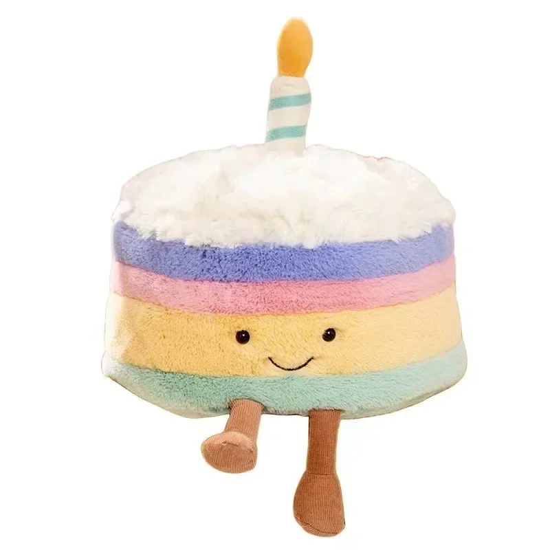 Jouet en peluche gâteau d'anniversaire, oreiller créatif, poupée en peluche de dessin animé, oreiller décoratif doux, coussin de dos, cadeaux pour enfants