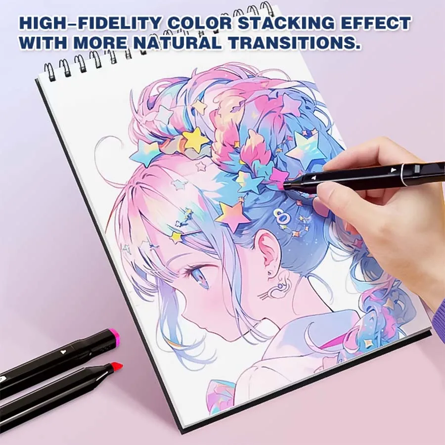 Set De 36 Stylos Aquarelle Double Tête – Livre De Coloriage Par Numéros – Activité Relaxante Pour Enfants Et Adultes