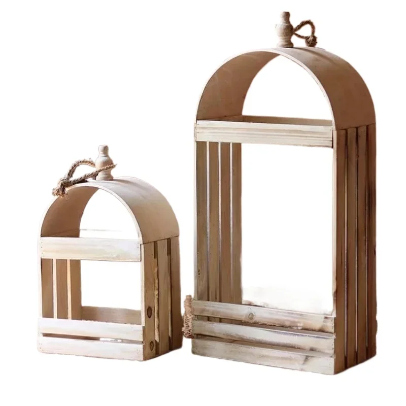 Wooden balcony Garden Garden Gardening ornaments Hanging basket Plant flower stand Grocery Creative decoration Retro