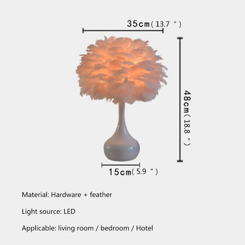 BELLE Contemporary Simple Table Lamp Creative Design LED Feather Desk Light Romantic Decor for Home Bedroom Bedside