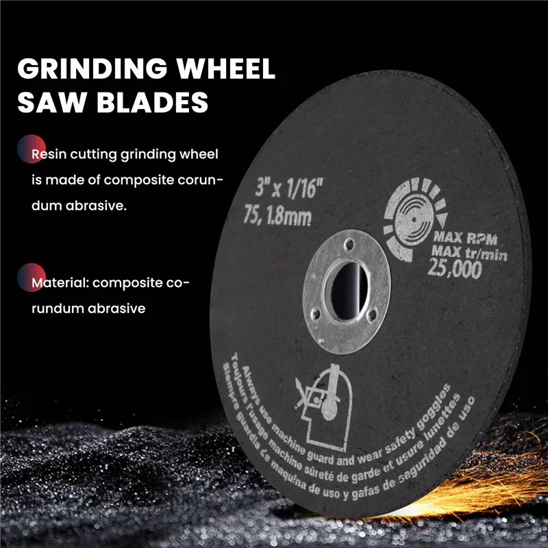 15Pcs 3Inch 75Mm Cut Off Wheel Resin Cutting Disc Fiber Circular Saw Blades For Metal Cutting 75X1.6X10mm-AT35