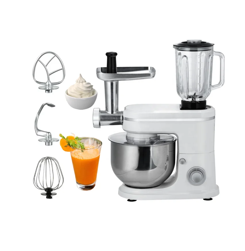 Kitchen Stand Mixer Multifunctional 3 in 1 Food Dough Mixer With 6L 6.5 Qt Stainless Steel Bowl Hook Whisk Beater Blender Juicer