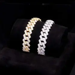 14mm Hip Hop Iced Out Cuban Link Bracelet Bling 5A Cubic Zirconia Miami Prong Bracelets Fashion Jewelry Gift for Men Women
