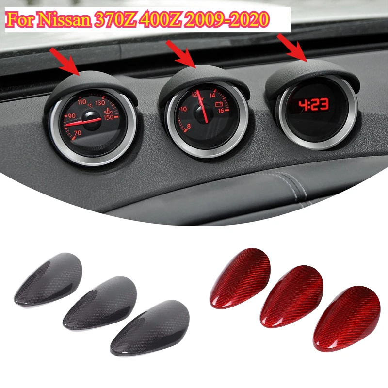 

For 2009-2010 Nissan 370Z 400Z Carbon fiber Center Dashboard Gauge Pod Stopwatch Cover Trim Interior Car Protect Accessories