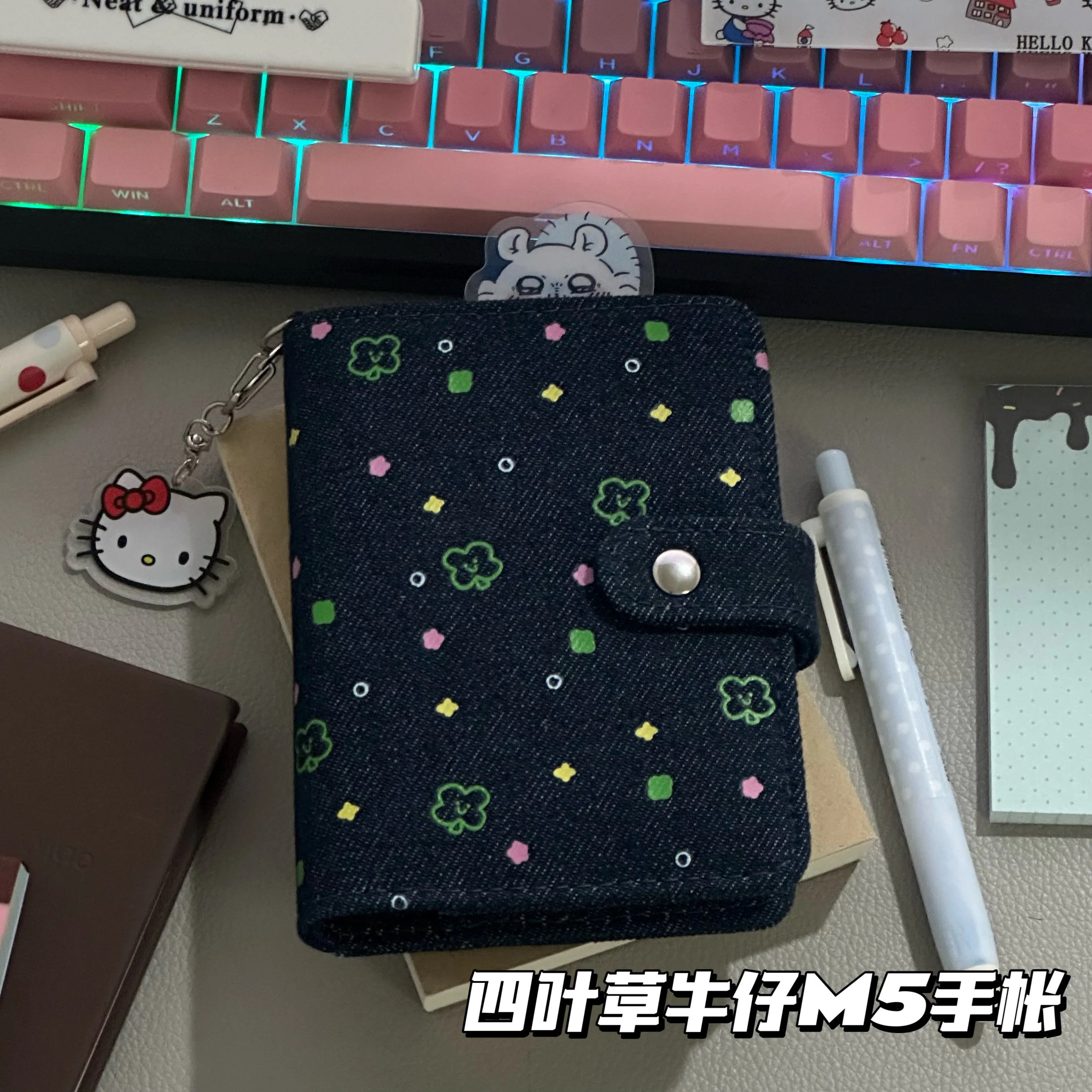 Clover Denim M5 Binder Photocard Holder Mini Jeans Notebook M5 Loose Leaf Journal Girl Student Diary Notebook M5 다이어리