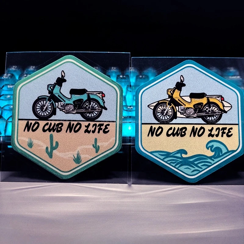 Hexagon Vintage Scooter Graphic Stickers, Waterproof Desert Wave Theme Decals for Motorbike Decor