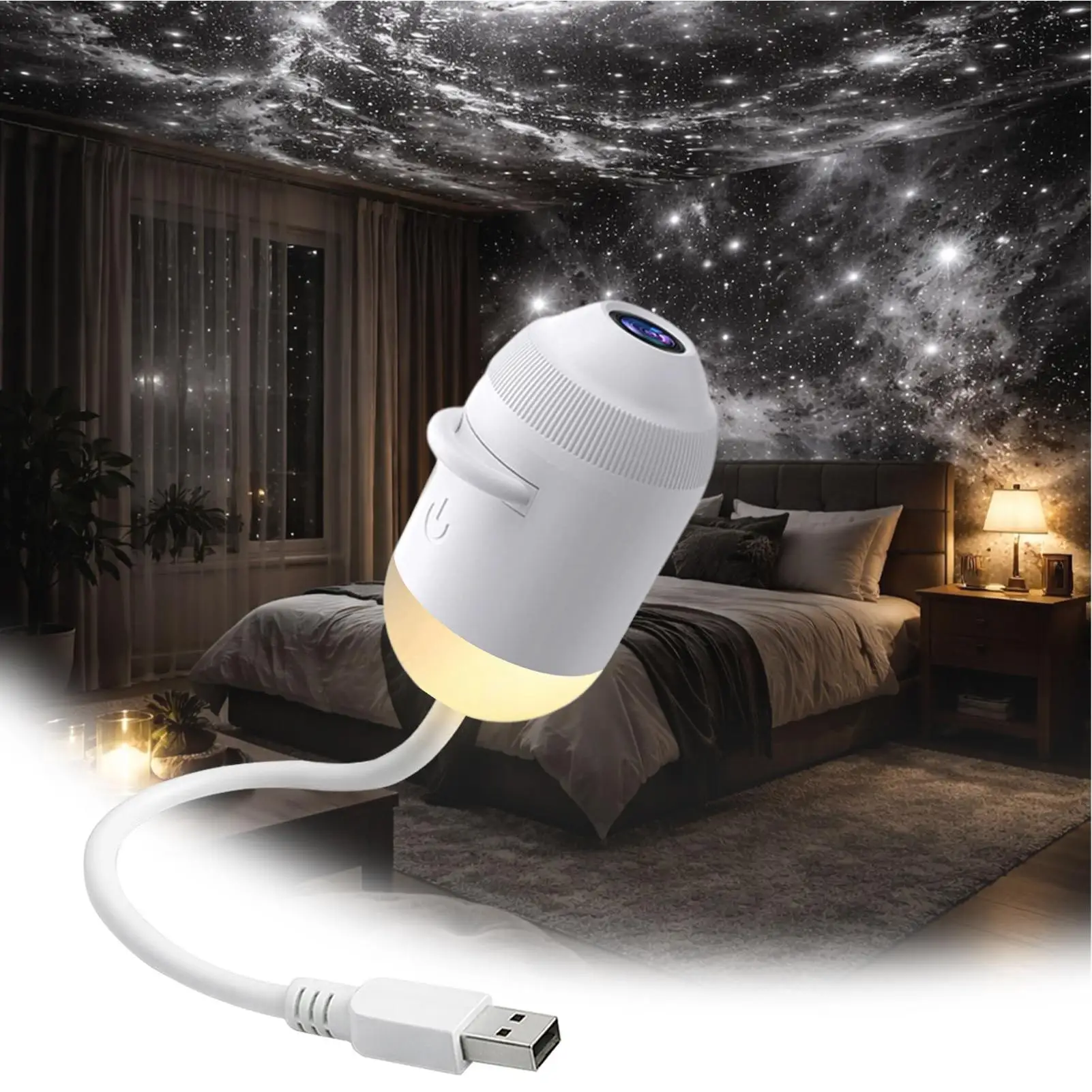 2 In 1 Usb Mini Galaxy Star Projector Night Light With Film Starry Sky Ambient Light For Car Home Decoration For Adults And Kids
