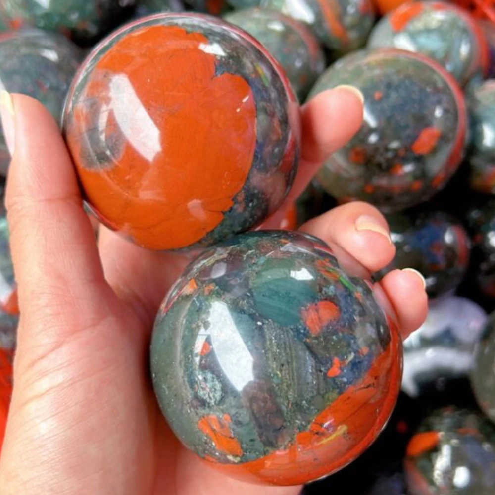 1PC African Bloodstone Sphere, Polished African Bloodstone Sphere Crystal Mineral Collection  Loose Gemstones