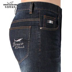 Pantalones vaqueros de algodón 2024 para hombre Bruce & Shark, pantalones vaqueros holgados para hombre, vaqueros rectos informales a la moda para hombre, elásticos, talla grande